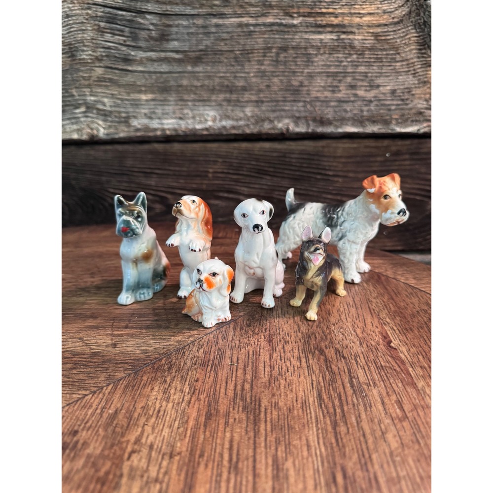 Vintage Ceramic Dog Figurine Set Lot of 6 Terrier Dalmatian German Shepherd